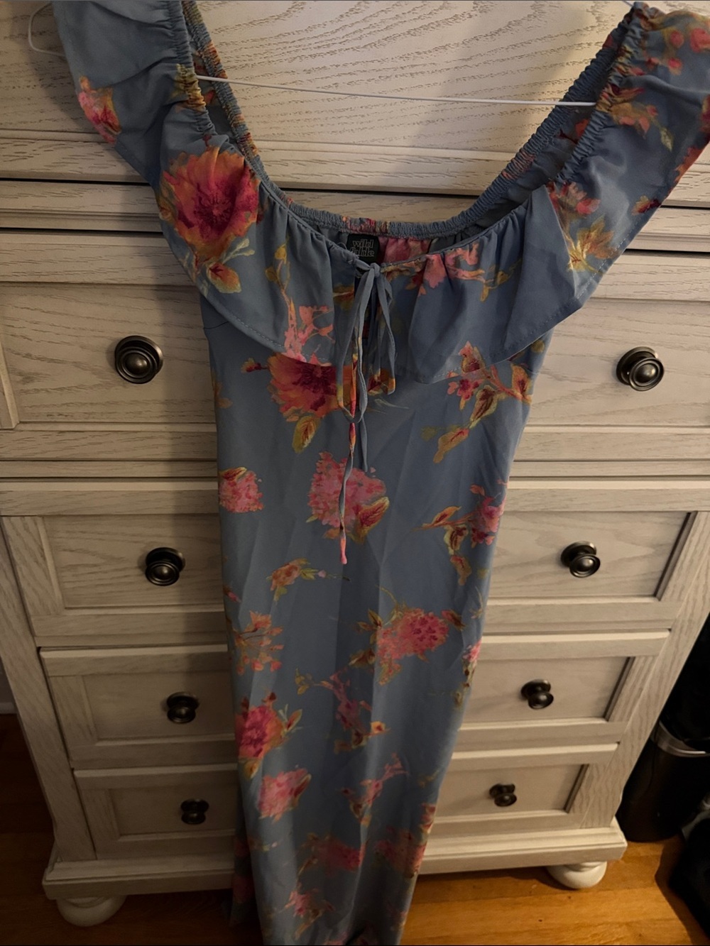 wild fable Blue Floral Off-Shoulder Maxi Dress